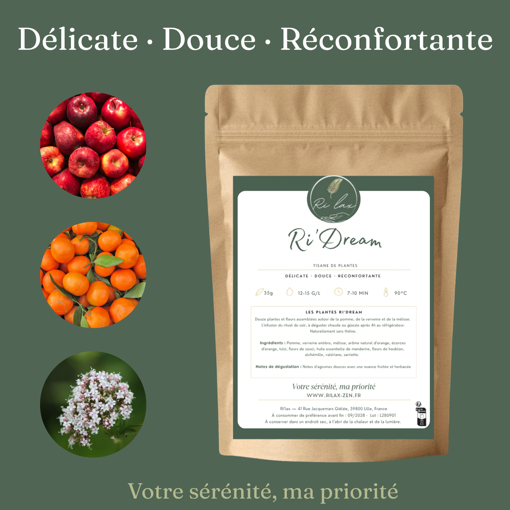 Sachet kraft de tisane du soir Ri'Dream à la verveine et à la mélisse, 35 g