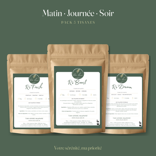 Pack de 3 tisanes Ri'Lax : Ri'Fresh, Ri'Boost et Ri'Dream