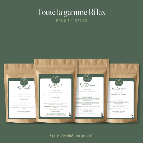 Coffret des 4 tisanes Ri'Lax : Ri'Fresh, Ri'Boost, Ri'Dream et Ri'Season